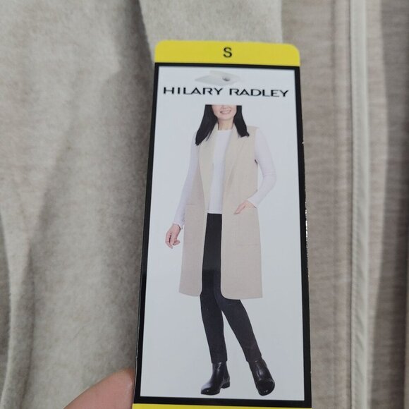 NEW Hilary Radley Womens S Beige Sleeveless Open Front Vest - Picture 6 of 8